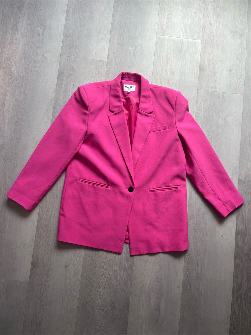 NA-KD PINK BLAZER JACKET OVERSIZED ONE BUTTON WOMENS 38 EU